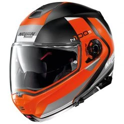 Policarbonato Nolan N100.5 Hilltop N-com Nero Opaco Arancio