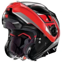 Policarbonato Nolan N100.5 Hilltop N-com Nero Lucido Rosso