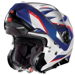 Policarbonato Nolan N100.5 Plus Overland N-com Blu Bianco Lucido