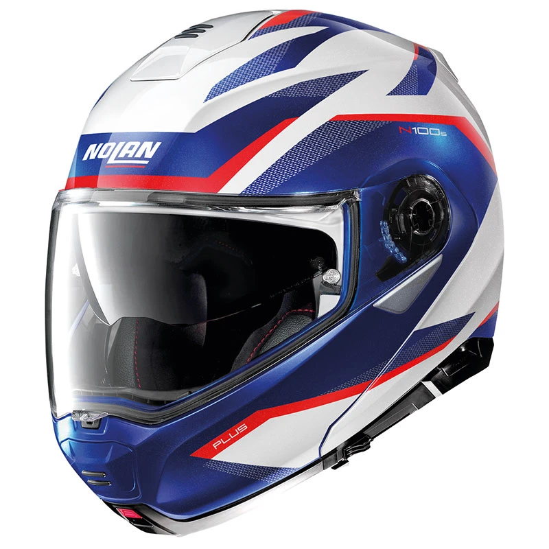 Policarbonato Nolan N100.5 Plus Overland N-com Blu Bianco Lucido 2 Policarbonato Nolan N100.5 Plus Overland N-com Blu Bianco Lucido - immagine 2