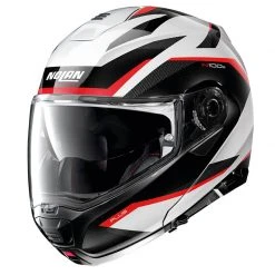 Policarbonato Nolan N100.5 Plus Overland N-com Nero Bianco Lucido