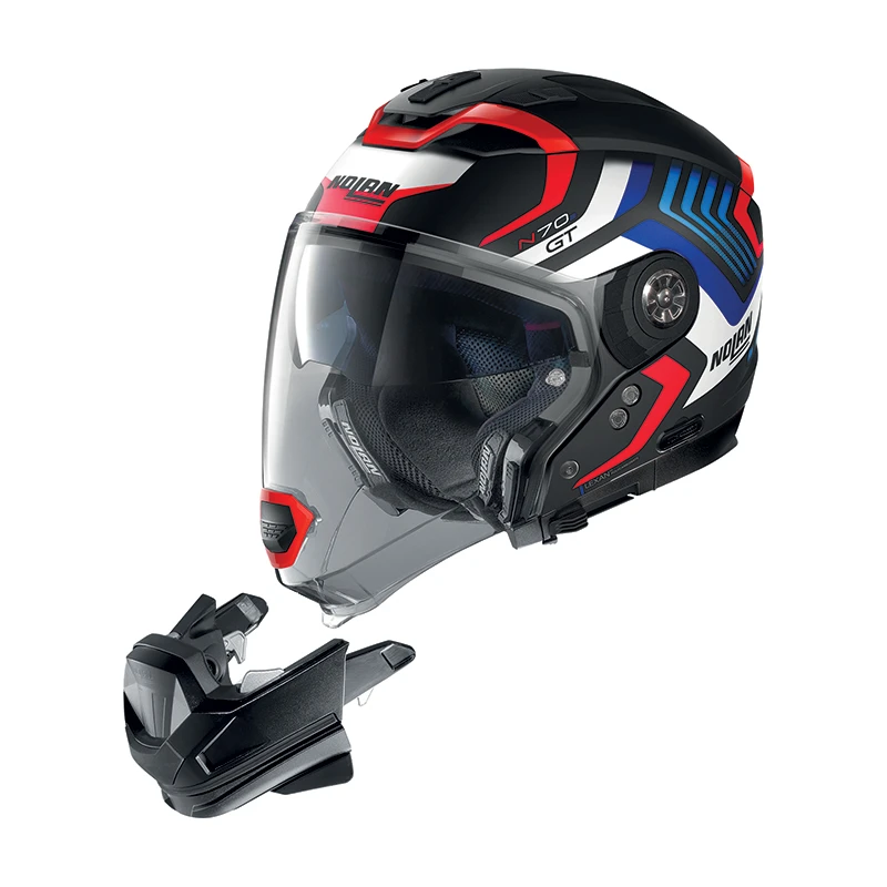 Mentoniera Removibile Nolan N70.2 Gt Spinnaker N-com Blu Rosso Nero Opaco 2 Mentoniera Removibile Nolan N70.2 Gt Spinnaker N-com Blu Rosso Nero Opaco - immagine 2