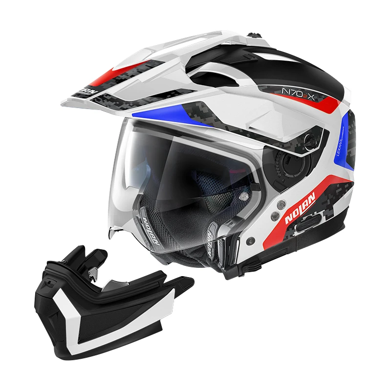 Mentoniera Removibile Nolan N70.2x Torpedo N-com Bianco Blu Rosso 2 Mentoniera Removibile Nolan N70.2x Torpedo N-com Bianco Blu Rosso - immagine 2