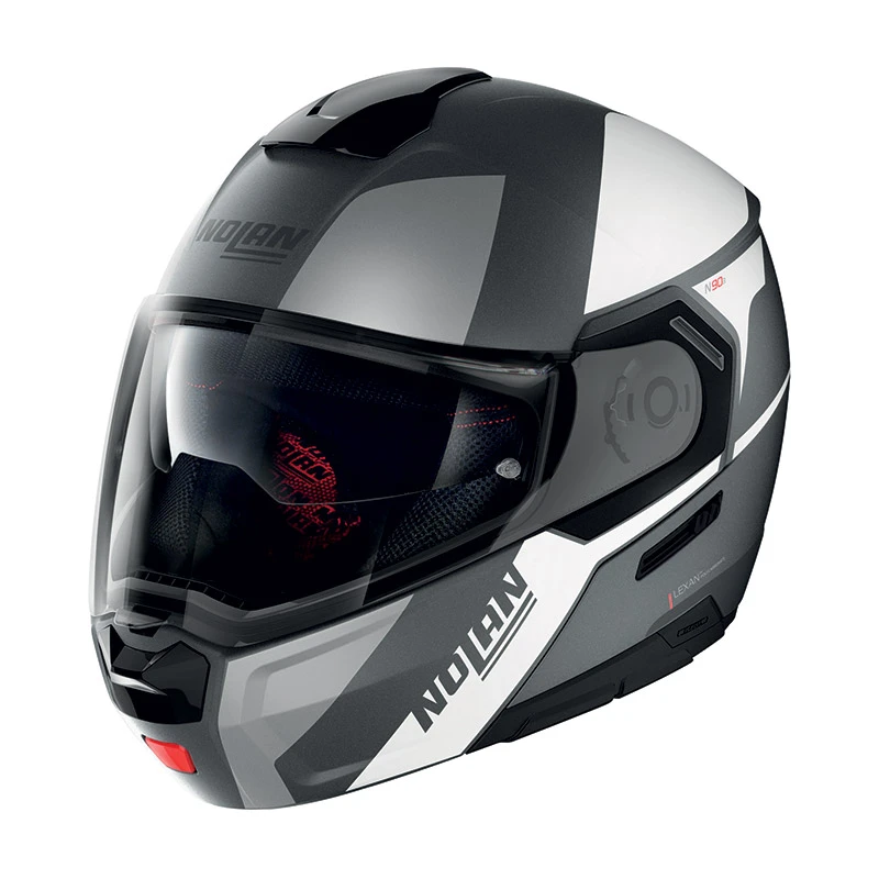 Policarbonato Nolan N90.3 Wilco N-com Bianco Lava Grigio Opaco 1 Policarbonato Nolan N90.3 Wilco N-com Bianco Lava Grigio Opaco